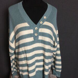Cambridge Knit Beach Sweater Victoria's Secret PINK Med. Stripes V-Neck